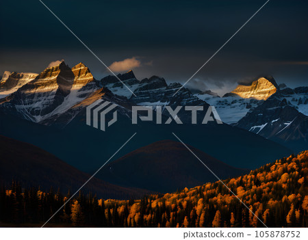 Autumn mountains deep shadow flat neutral. Autumn mountains deep shadow flat neutral. 105878752