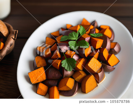 Cozy restaurant: detailed warm sweet potatoes neutral. Cozy restaurant: detailed warm sweet potatoes neutral. 105878786