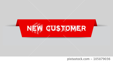 Red color inserted label with word new customer on gray background Red color inserted label with word new customer on gray background 105879036