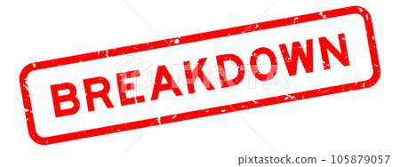 Grunge red breakdown word square rubber seal stamp on white background Grunge red breakdown word square rubber seal stamp on white background 105879057