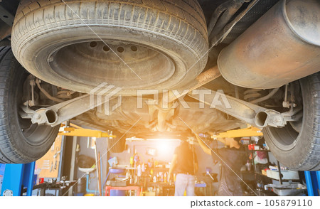 car exhaust pipe a rusty iron old pipe 105879110