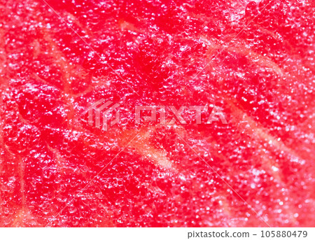 Abstract or texture background of sweet watermelon bright red. Natural pattern used to make wallpaper website along walls of houses, building. Creative summer concept, fashionable trendy flat lay 105880479