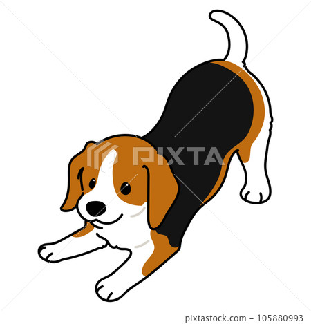 一隻簡單可愛的小獵犬的插圖，邀請您玩主線 105880993