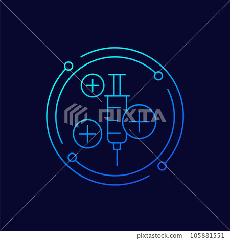 vaccine booster shot icon, linear design 105881551