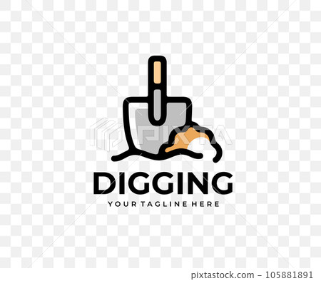 Digging, shovel, ground, land work and agriculture, colored graphic design. Garden, gardening, nature, farm, vegetable garden and beds, vector design and illustration Digging, shovel, ground, land work and agriculture, colored graphic design. Garden, gardening, nature, farm, vegetable garden and beds, vector design and illustration 105881891