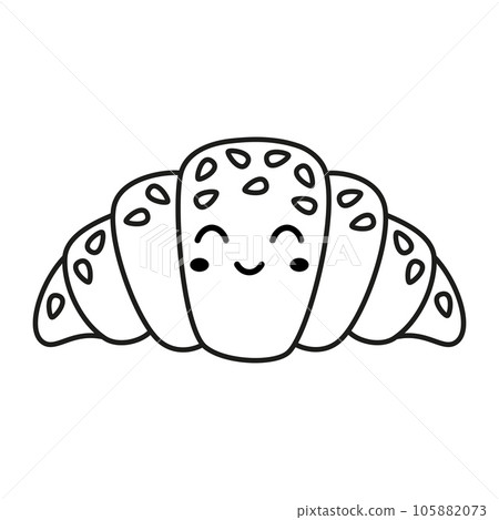 flat vector illustration of outline cartoon croissant flat vector illustration of outline cartoon croissant 105882073