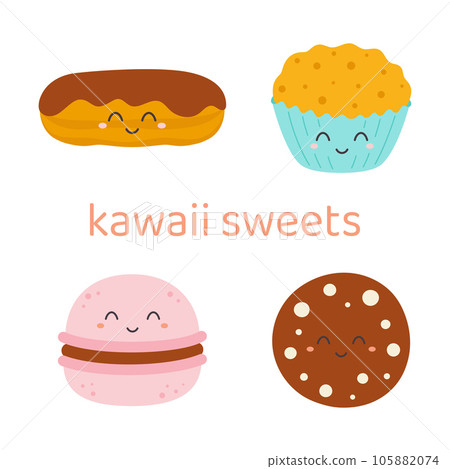 cartoon set of kawaii food characters isolated cartoon set of kawaii food characters isolated 105882074