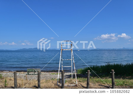 大津八宿浜琵琶湖海灘和瞭望塔 105882082