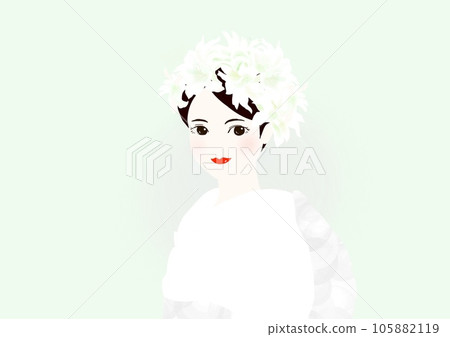 A bride in pure white with a cotton hat from Casablanca A bride in pure white with a cotton hat from Casablanca 105882119
