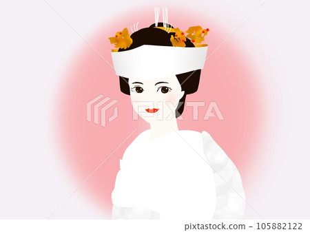 Pure white bride with hidden horns 105882122
