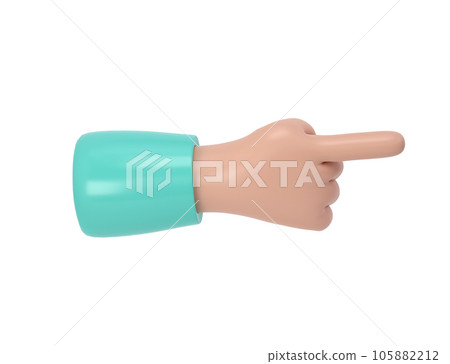 3d hand icon show push one finger forefinger counting illustration. Cartoon character. Business clip art isolated clipping path 105882212