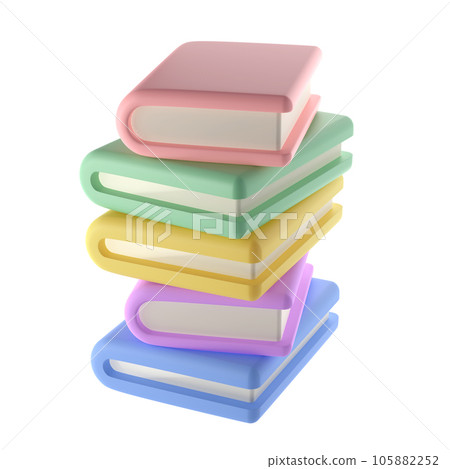 3D Stack of Closed Books library Icon Isolated with clipping path. Render Educational or Business Literature. Reading Education, E-book, Literature, Encyclopedia, Textbook Illustration 105882252