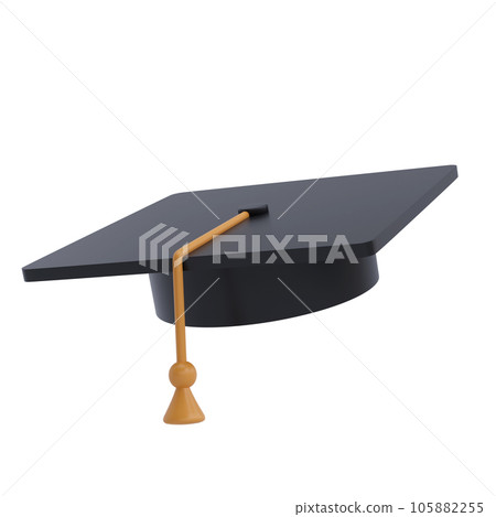 Graduation university or college black cap 3d icon education realistic illustration isolated with clipping path. Element for degree ceremony and educational programs design 105882255