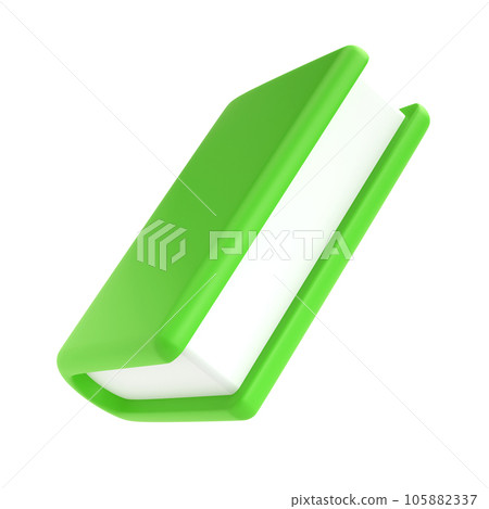 3d green cute empty notepad book stationery for school isolated background with clipping path. Simple render illustration. Design element for posters, banners, calendar and greeting card 105882337