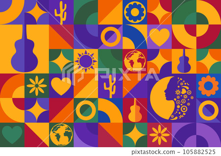 National Hispanic Heritage Month. Seamless geometric pattern. Template for background, banner, card 105882525