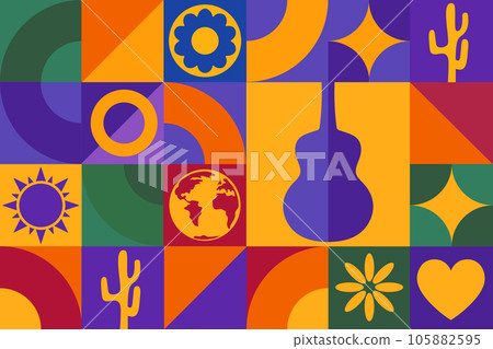 National Hispanic Heritage Month. Seamless geometric pattern. Template for background, banner, card National Hispanic Heritage Month. Seamless geometric pattern. Template for background, banner, card 105882595