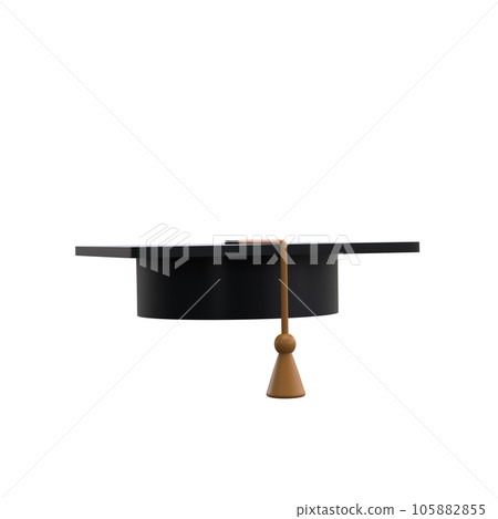 Graduation university or college black cap 3d icon education realistic illustration isolated with clipping path. Element for degree ceremony and educational programs design 105882855