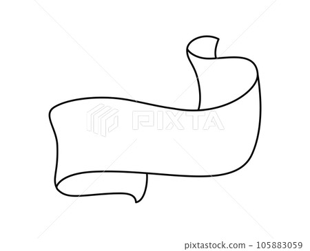 Black monoline ribbon. Line banner icon, Web design element. Hand drawn vector illustration. Place for your text for business, greeting card and holidays copy space 105883059