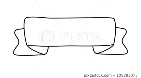 Line ribbon banner icon, Web design element. Hand drawn vector illustration. Place for your text for business, greeting card and holidays copy space 105883075
