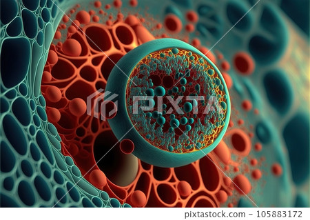 Anemia under microscope view. illustration created by generative AI 105883172