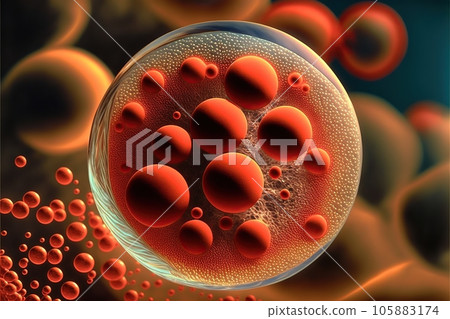 Anemia under microscope view. illustration created by generative AI 105883174