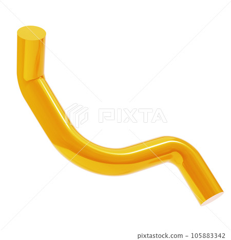 3d render shape abstract pipe gold metal geometric. Realistic glossy golden luxury template decorative design illustration. Minimalist bright mockup isolated with clipping path 105883342