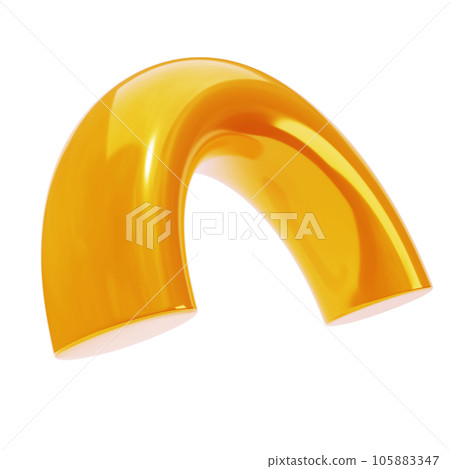 3d dimensional abstract shape semidonut golden metal. Realistic glossy gold luxury template decorative design illustration. Minimalist bright semi donut mockup isolated with clipping path 3d dimensional abstract shape semidonut golden metal. Realistic glossy gold luxury template decorative design illustration. Minimalist bright semi donut mockup isolated with clipping path 105883347