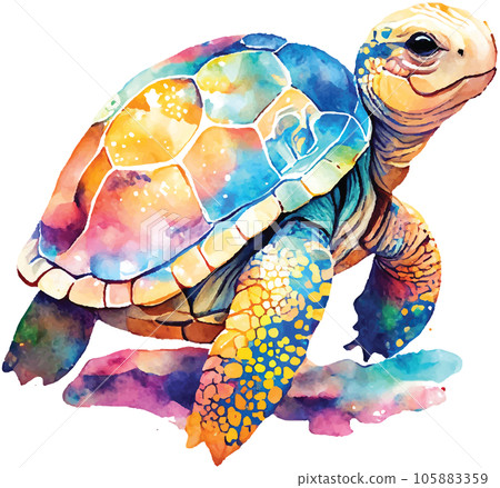 galapagos-tortoise full body watercolor clipart  105883359