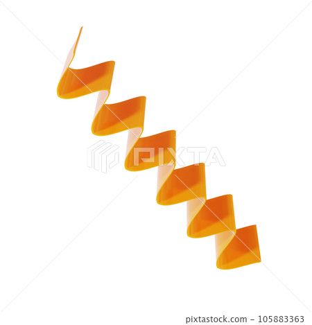 3d object golden shape wave ribbon metal object. Realistic glossy template decorative design illustration. Minimalist bright mockup isolated with clipping path 105883363