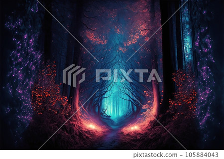 Mystic magic forest created by generative AI 105884043