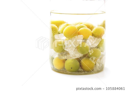 瓶中李子,手工果酒,醃製青梅,製作梅酒,形像素材 瓶中李子,手工果酒,醃製青梅,製作梅酒,形像素材 105884061