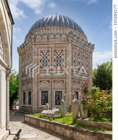 Sehzade Mehmet Turbesi, a beautiful mausoleum located in Fatih district of Istanbul, Turkey, beside Sehzade Mosque 105884277