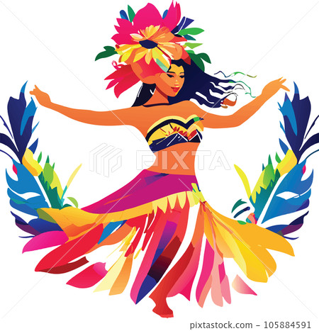 hawaii hula dancers watercolor illustration ai 105884591