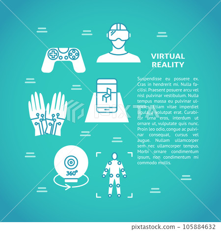 Virtual reality concept poster with flat icons 105884632