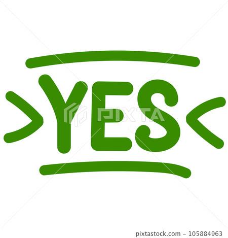 Green hand drawn yes icon, yes approval consent...-插圖素材 [105884963 ...