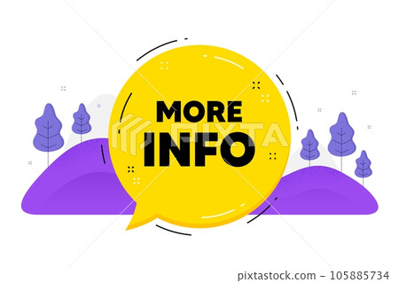 More info text. Speech bubble chat balloon. Navigation sign. Read description symbol. Talk more info message. Voice dialogue cloud. Vector 105885734