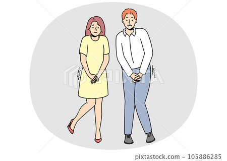 Man and woman want to pee Man and woman want to pee 105886285