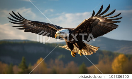 Bald Eagle in flight, natural environment 105886300