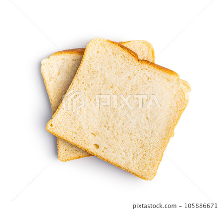 White sliced toast bread isolated on white background. White sliced toast bread isolated on white background. 105886671