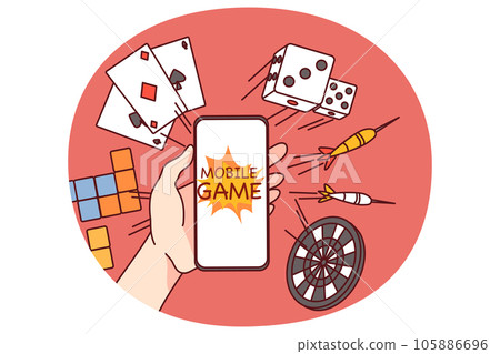 Hand holding cell gambling online Hand holding cell gambling online 105886696