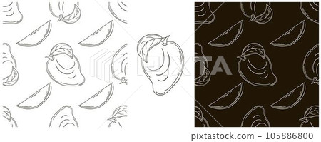 Monochrome Seamless pattern. Set in hand draw style. Can be used for fabric and etc Monochrome Seamless pattern. Set in hand draw style. Can be used for fabric and etc 105886800