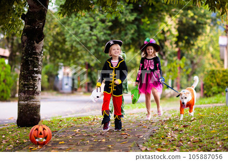 Kids trick or treat. Halloween fun for children. Kids trick or treat. Halloween fun for children. 105887056