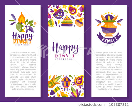 Happy Diwali Bright Purple Web Banner Design Vector Template 105887211