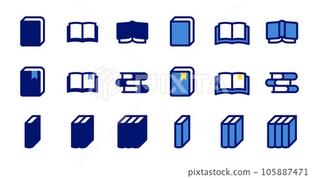 打開的書、堆疊的書、排列的書的矢量圖標集 打開的書、堆疊的書、排列的書的矢量圖標集 105887471