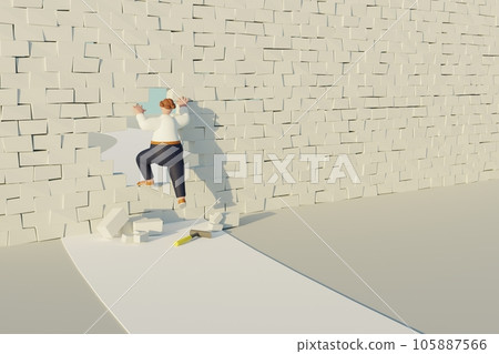businessman breaking the wall 105887566