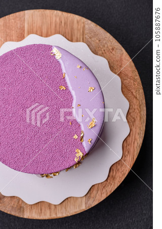 Delicious fresh sweet mousse cake with berry filling 105887676
