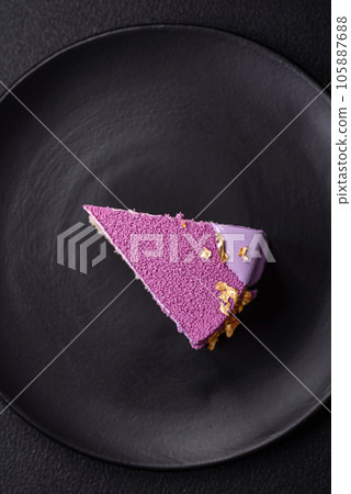 Delicious fresh sweet mousse cake with berry filling Delicious fresh sweet mousse cake with berry filling 105887688
