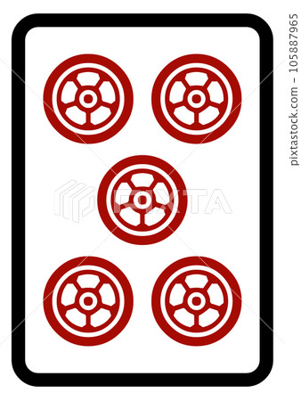 麻將牌，五個紅色圓柱體 105887965