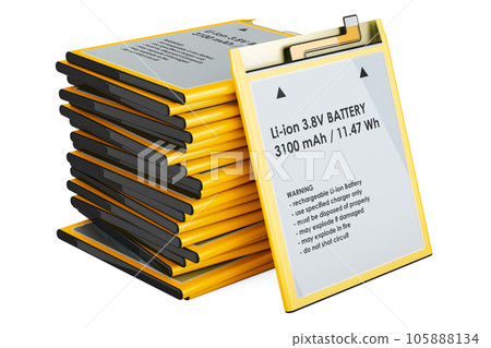 Stack of Lithium Ion Cell Phone Batteries, 3D... - Stock Illustration ...