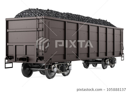 Goods wagon with coal, 3D rendering Goods wagon with coal, 3D rendering 105888137